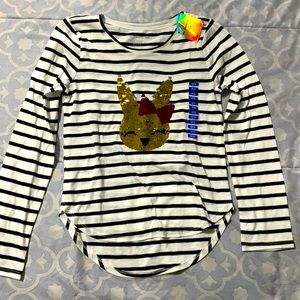 Girls Long sleeve 10/12 white/ black stripe